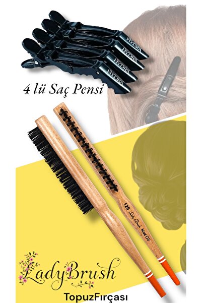 Hydra 126 LadyBrush Topuz Fırçası + hd2192 4Lü Saç Pensi (KOZMETİK126 Mağaza Ürünü)