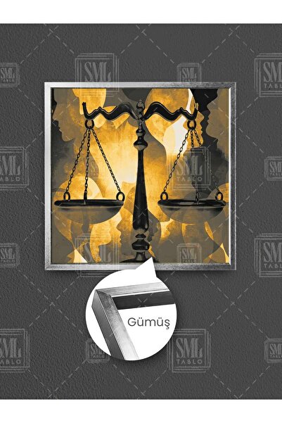 SML TABLO Адвокатска кантора „Justice Scale“ Декоративна картина в рамка върху квадратно платно