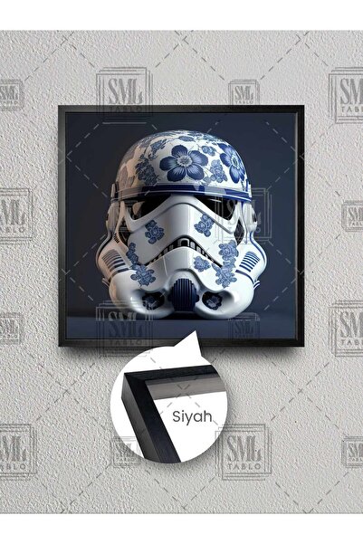 SML TABLO Pictură pe pânză pătrată înrămată cu filmul Star Wars, cu mască de Stormtrooper din ceramică Star Wars