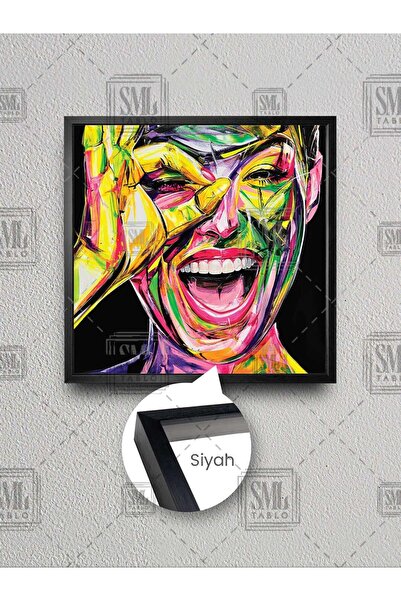 SML TABLO Smejuća šarena žena, portret ilustracija, ulična umetnost, uokviren...