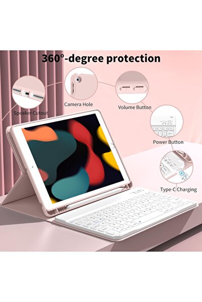 HYX Slim Keyboard Case for iPad 9th Generation 2021/8th 2020/7th Gen 2019 with Pencil Holder