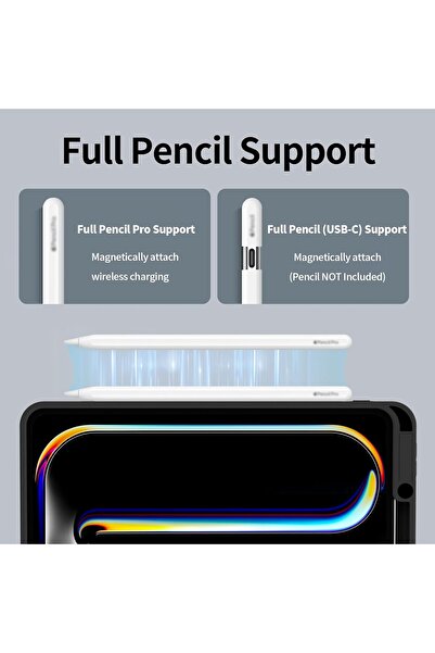 HYX حافظة لجهاز iPad Pro مقاس 13 بوصة 2024 (M4، الجيل السابع) مع حامل قلم رصاص، وغطاء خلفي ناعم من مادة TPU