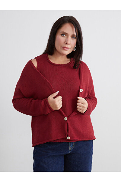 LC Waikiki Cardigan de tricotat pentru femei, cu decolteu în V, de mărime mar...