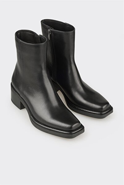 Elle Shoes Siyah Deri Kadın Western Bot