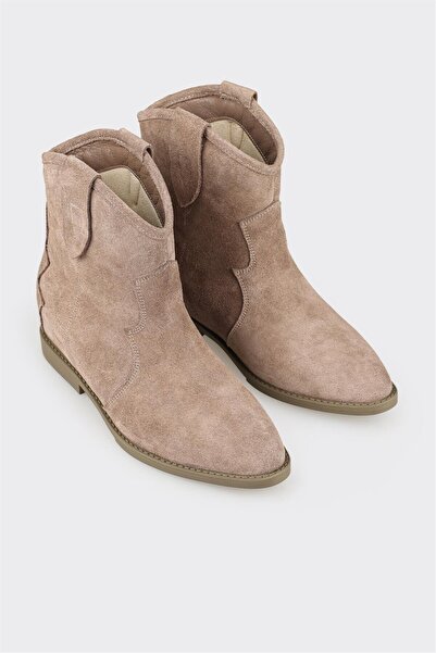 Elle Shoes Vizon Deri Kadın Western Bot