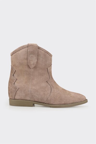 Elle Shoes Vizon Deri Kadın Western Bot