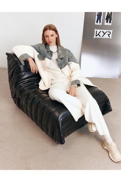 KYR Lace Detailed Viscose Knitwear Trousers Cream