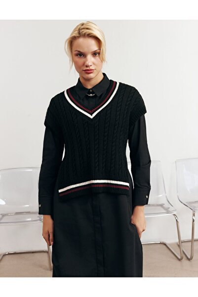 KYR Cotton Dress with Sweater Detail Black