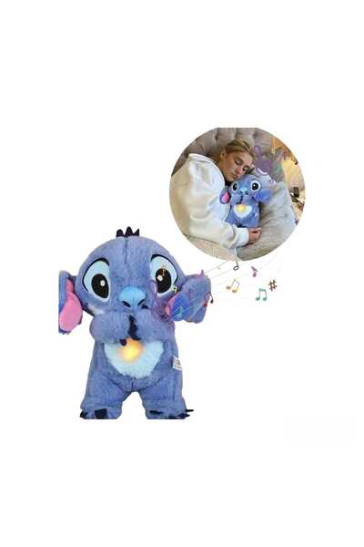 Virtual Trend Jucarie de plus Virtual Trend®, Stitch care respira, melodii linistitoare, albastru 25 cm