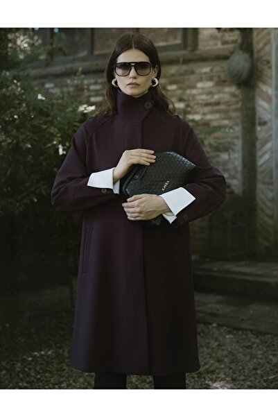 Kayra Dik Yaka Reglan Kol Kap Koyu Bordo