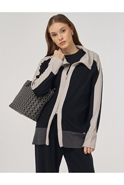 Kayra Wide Collar Knitwear Set Black