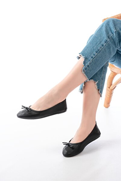 Budi 6101 Black Daily Bow Women's Ballerinas
