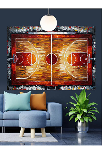 karizmart Basketbol Sahası Spor Alanı Görüntüsü Dekoratif Kanvas - Mdf Ahşap ...