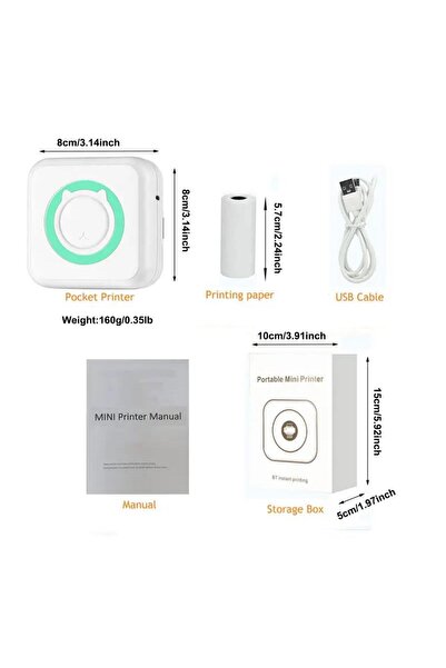 Choice3 Standard (Green) Portable Mini Thermal Printer Wirelessly BT 203dpi Photo Label Memo Wrong Question