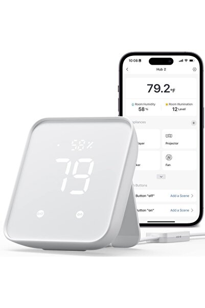 Generic 4-in-1 Smart Home Hub (2nd Gen) | Matter, Temp/Humidity Sensor, Voice Control