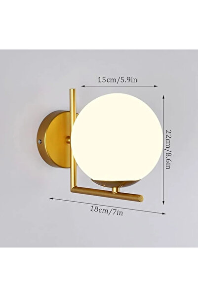 AFN مصباح حائط معدني بزاوية قائمة بذراع بسيط بلمسة نهائية ذهبية وظل زجاجي كرو...