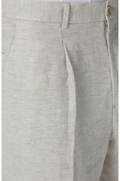 Network Bej Keten Comfort Fit Pantolon