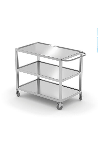 HENDI Serving Trolley with 3 Shelves and Brake Wheels, Hendi, Stainless Steel...