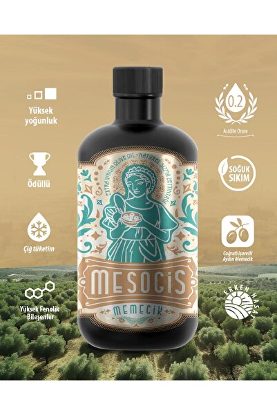 Mesogis Zeytin Zeytinyağı Mesogis Memecik – Uluslararası Ödüllü Erken Hasat Natürel Sızma Zeytinyağı | Soğuk Sıkım