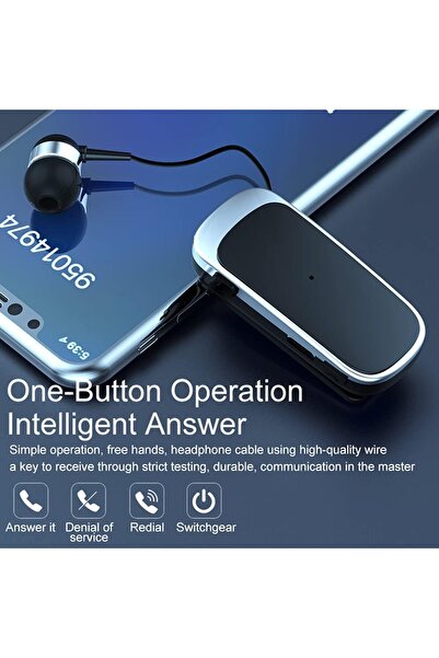 Generic Bluetooth Headset w/ Collar Clip | Hands-Free, Retractable Cable, CVC Noise Cancel