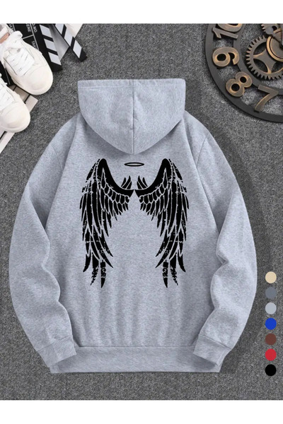ibibik moda Men's Angel Wing Printed Hooded Hoodie