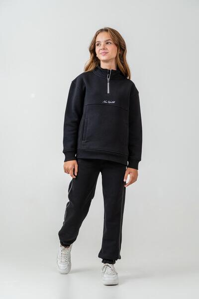 Mışıl Kids Σετ αθλητικής φόρμας για κορίτσια New World με κεντημένο φλις επάνω και κάτω μέρος