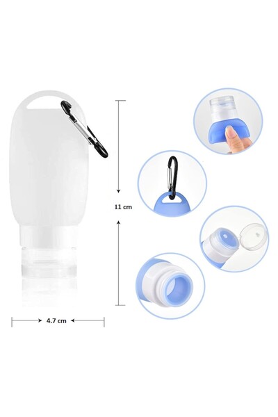 DROPY Dozator din silicon de 60 ml pentru loțiuni, geluri sau creme cu cârlig tip carabină, alb