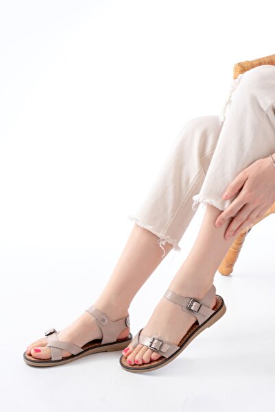 Budi 205-091 Beige Orthopedic Genuine Leather Women's Sandals