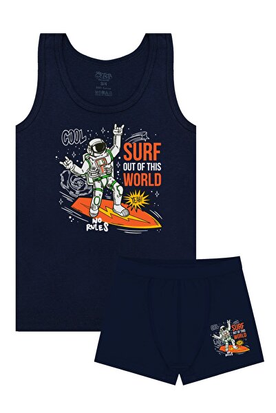 Öts Boy's Singlet Boxer ελαστικό ύφασμα Navy Blue Space (96% βαμβάκι - 4% ελαστάνη)