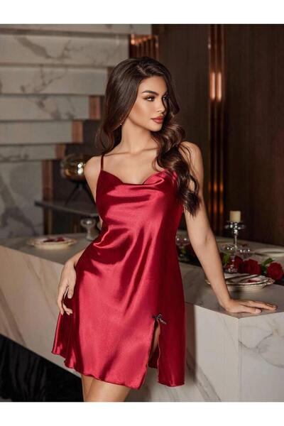 sempathy Satin Nightgown with a Front Slit, Silky Nightgown.
