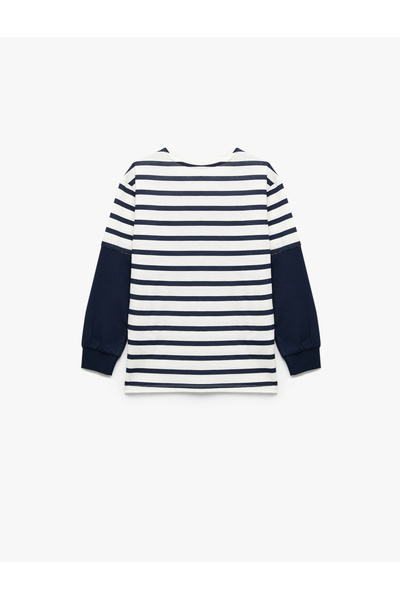 Koton Βαμβακερό μπλουζάκι με μακρυμάνικο λαιμόκοψη