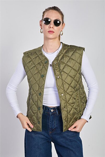 BARRELS AND OIL Women's Quilted Vest - Khaki