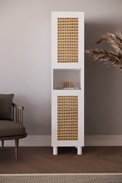 Phobia Bohem Tarz Pampas 5 Raflı Dekoratif Kitaplık – Hazeran 2 Kapak Detaylı Kitaplık