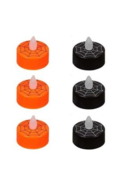 SHOPIENS Lumânări tip pastilă cu baterii de Halloween, culoare negru-portocal...