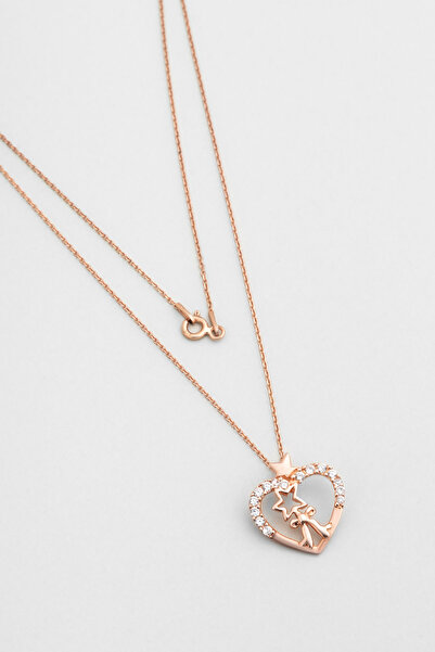 So CHIC... Liora Heart 18 Ayar Rose Altın Kaplama 55 Cm Gümüş Kolye