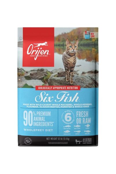Orijen طعام جاف للقطط من Six Fish Formula غني بالبروتين