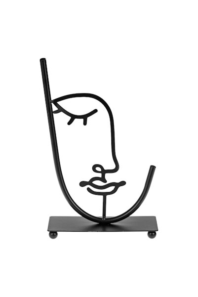 SHOPIENS Decorațiune metalică, model geometric, negru, 14x7x22.5cm