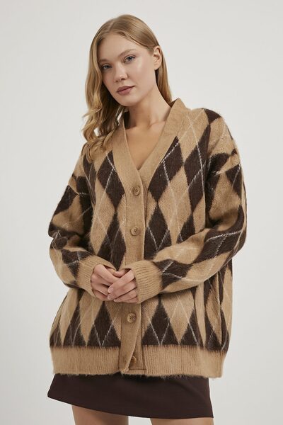 Arma Life Armalife 4779 Plaid Patterned Premium Women's Cardigan