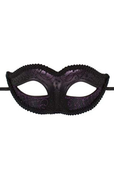 SHOPIENS Μάσκα Μεταμφίεσης Μαύρη Κεντητό με Μωβ Γκλίτερ