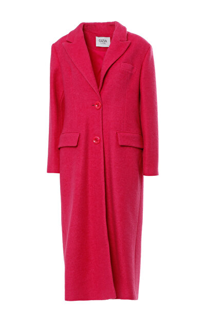 GİZİA Önü Düğmeli Arkası Yırtmaçlı Midi Boy Kaşe Kaban