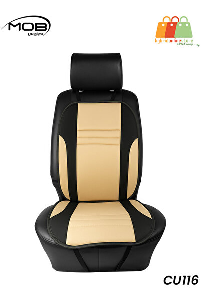 Mob CU116 PU Leather Seat Cover Beige Black for Cars Trucks SUVs