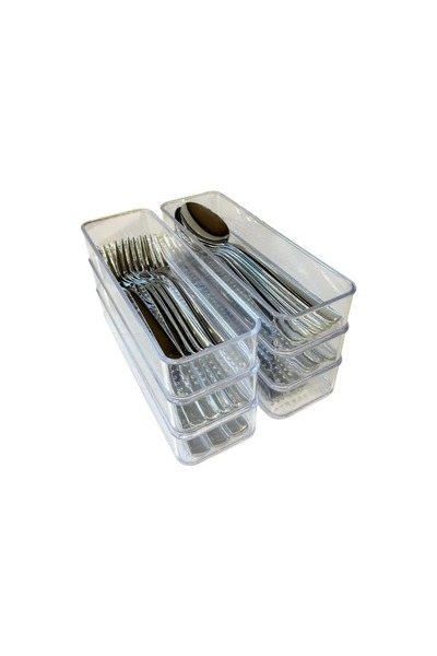 Bayev Leo 8 Pieces Transparent Dowry Box Cutlery Organizer Can Be Placed One on Top of the Other Drawer Organizer