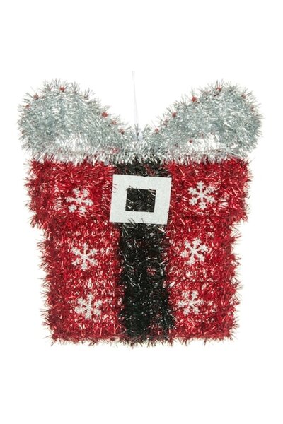 ANTBRO Decoratiune Perete, Cadou Decorativ, Tinsel Rosu si Argintiu, 27x4x31cm