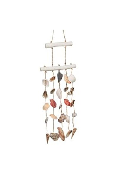 Silver Star Hanging Wooden Decoration with Shells and Conches 87 cm