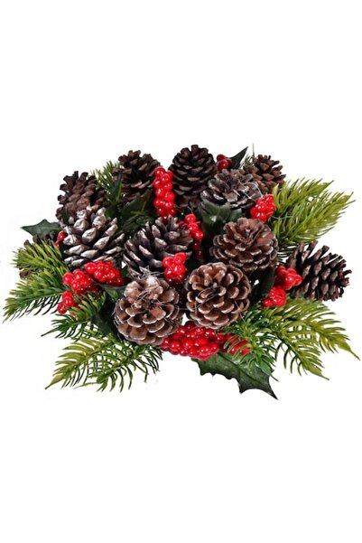 zola Christmas table decoration with fir tree and cones, 25 cm