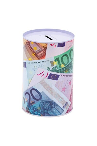 SHOPIENS Pusculita Metalica, Model Bancnote Euro, Multicolor, 10x15cm, Fara Capac