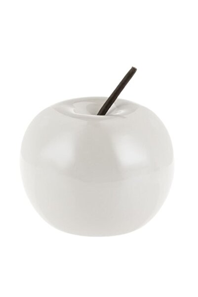 SHOPIENS Decorative Ceramic Fruit, Apple Model, Pearl White, 8.5x7cm