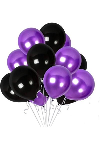 Zanzibar Metalik Mor Siyah Balon 12 Inç 10 Adet kuromi wednesday konsept
