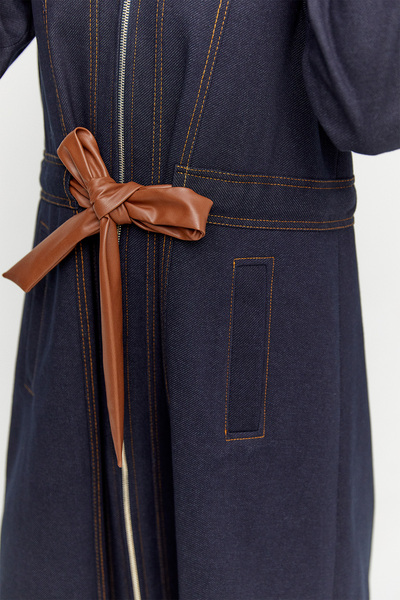 Setrms Deri Detaylı Kapüşonlu Pardösü