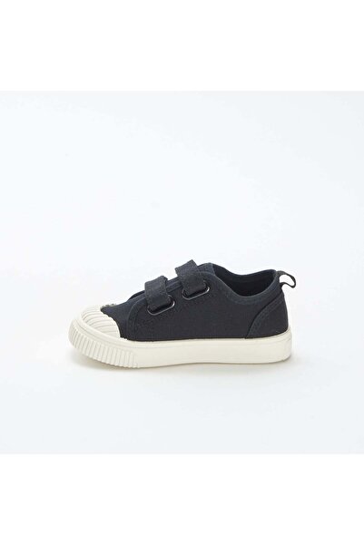 KIABI Low-top canvas trainers with hook and loop fastening BLACK